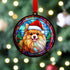 Pomeranian in Santa Hat Suncatcher Decoration